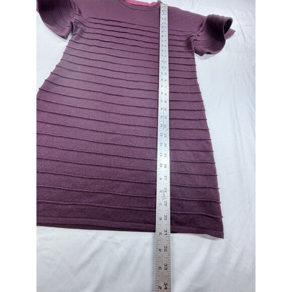 Victoria Beckham Knitted Dress XS Dark Purple Ruffle Sleeves Wool Blend - Picture 4 of 9